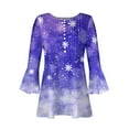 thumbnail image 4 of SwiftWear 3/4 Length Sleeve Shirts for Women Cute Xmas Pullover Top Casual Pleated Blouse Vneck Button Down Henley Tunic XL, 4 of 5