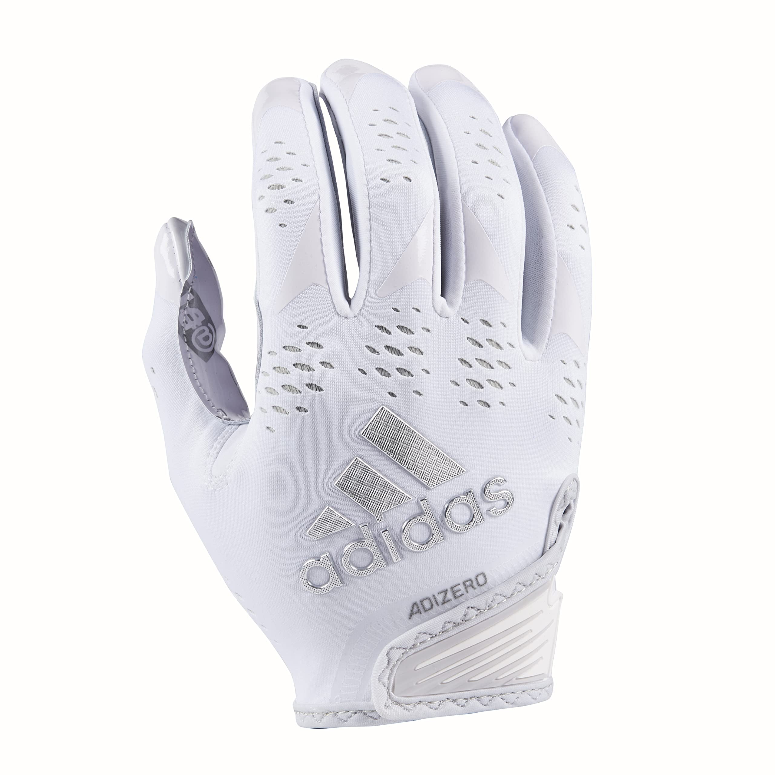 adidas Adult adizero 12 Big Mood Football Gloves (White/Silver, S)
