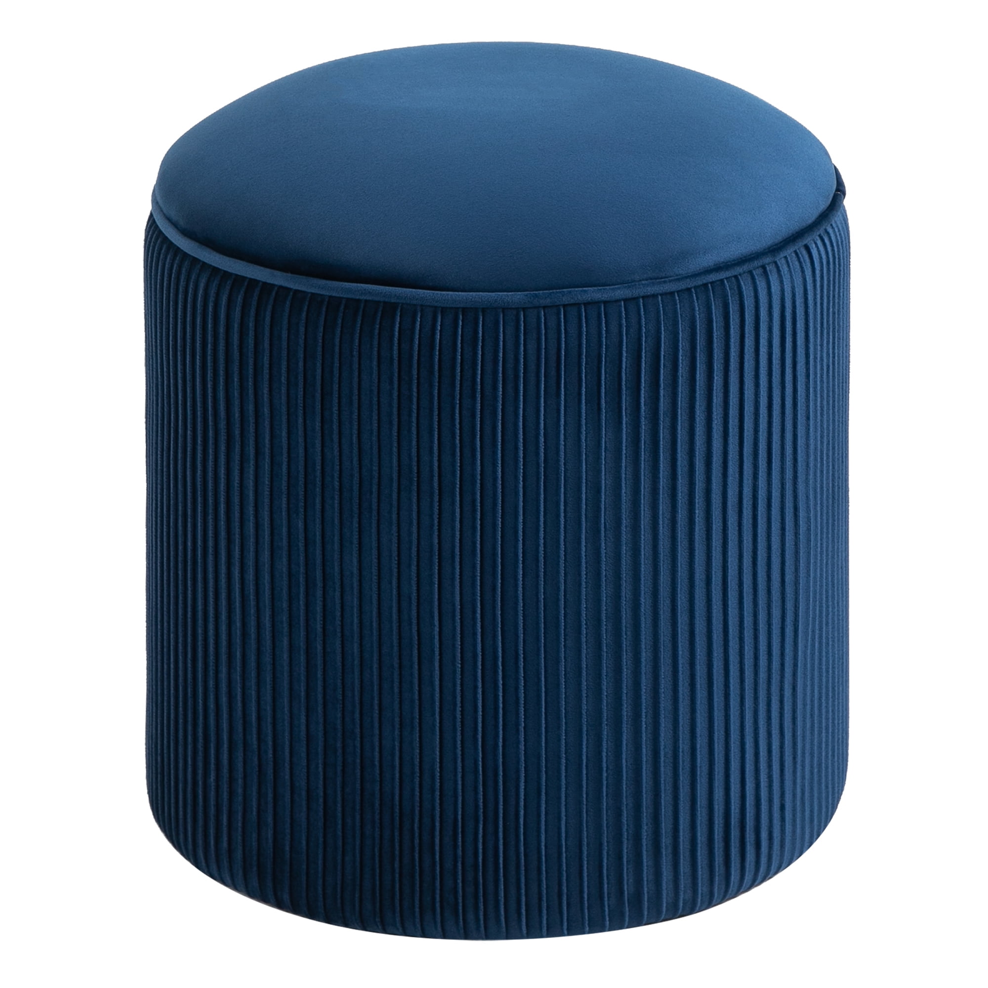 Thick Sponge Padding and Solid Base HOMCOM 15'' Small Padded Ottoman Foot Stool with Wrinkle Fabric Design Blue 