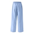 thumbnail image 3 of GrmtClth Mens Linen Straight Leg Pants Drawstring Elastic Waist Lightweight Breathable Casual Summer Trousers with Pockets Light Blue 3XL, 3 of 3