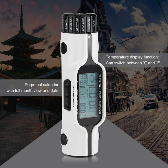 World Time Travel Clock Outdoor Alarm Clock Flashlight with Flashlight Pocket Sized LED Digital Travel Alarm Clock Support 18 Time Zones Smart Alarm Clock for Traveling