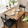 thumbnail image 3 of 3 - piece small dining mesa set para 2: kitchen mesa con cushioned forrado sillas, ideal para para small kitchens, apartments, y dining rooms (brown), 3 of 7