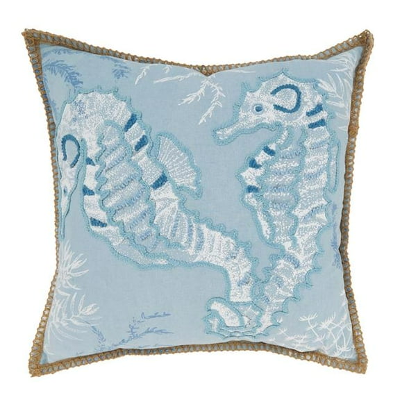 20 in. Tidal Treasures Seahorse Poly Filled Throw Pillow, Blue