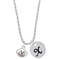 thumbnail image 1 of Delight Jewelry Silvertone Small Outline Dog Face Silvertone Script Initial Disc - X - Charm Necklace, 20"+3", 1 of 1