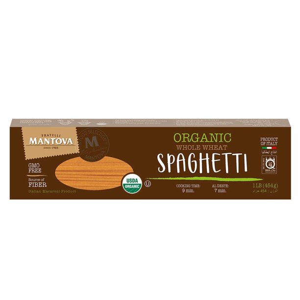 Mantova Italian Organic Whole Wheat Spaghetti Pasta 100 Durum