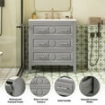 thumbnail image 4 of 30'' Bathroom Vanity Solid Wood & MDF, Ceramic Sink Combo with 3 Drawers, Free Standing Storage Cabinet for Bathroom, Gray, 4 of 7