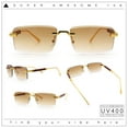thumbnail image 2 of Luxury Beveled Lens Rich Art Retro Rimless Gangster Narrow Rectangle Sunglasses Gold - Brown, 2 of 8