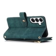thumbnail image 6 of Dteck for Zipper Wallet Shoulder Strap Bag Samsung Galaxy S24 Case ,Magnetic Leather 9 Card Slots Case Shockproof Rubber Kickstand Full Body Protective Cover with Wrist Strap,Darkgreen, 6 of 7