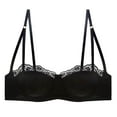 thumbnail image 4 of GEWSEY Half-Cup Lace Bra for Women Wireless Push Up Gathering Seamless Bras Spaghetti Strap Supportive Everyday Bralettes (Black, 30A-30B), 4 of 4