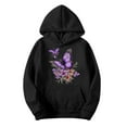 thumbnail image 2 of Women's Graphic Hoodies Oversized Hoodies Cotton Floral Hooded Sweatshirts Casual Fall Outfits 2025 Cute Tops with Pockets M, 2 of 3