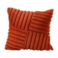 thumbnail image 4 of Set of 2 Faux Fur Decorative Throw Pillow Covers Fluffy Striped Pillowcase Cushion Covers 18 x 18 Inch Decor Sofa Couch Bedroom Red, 4 of 4