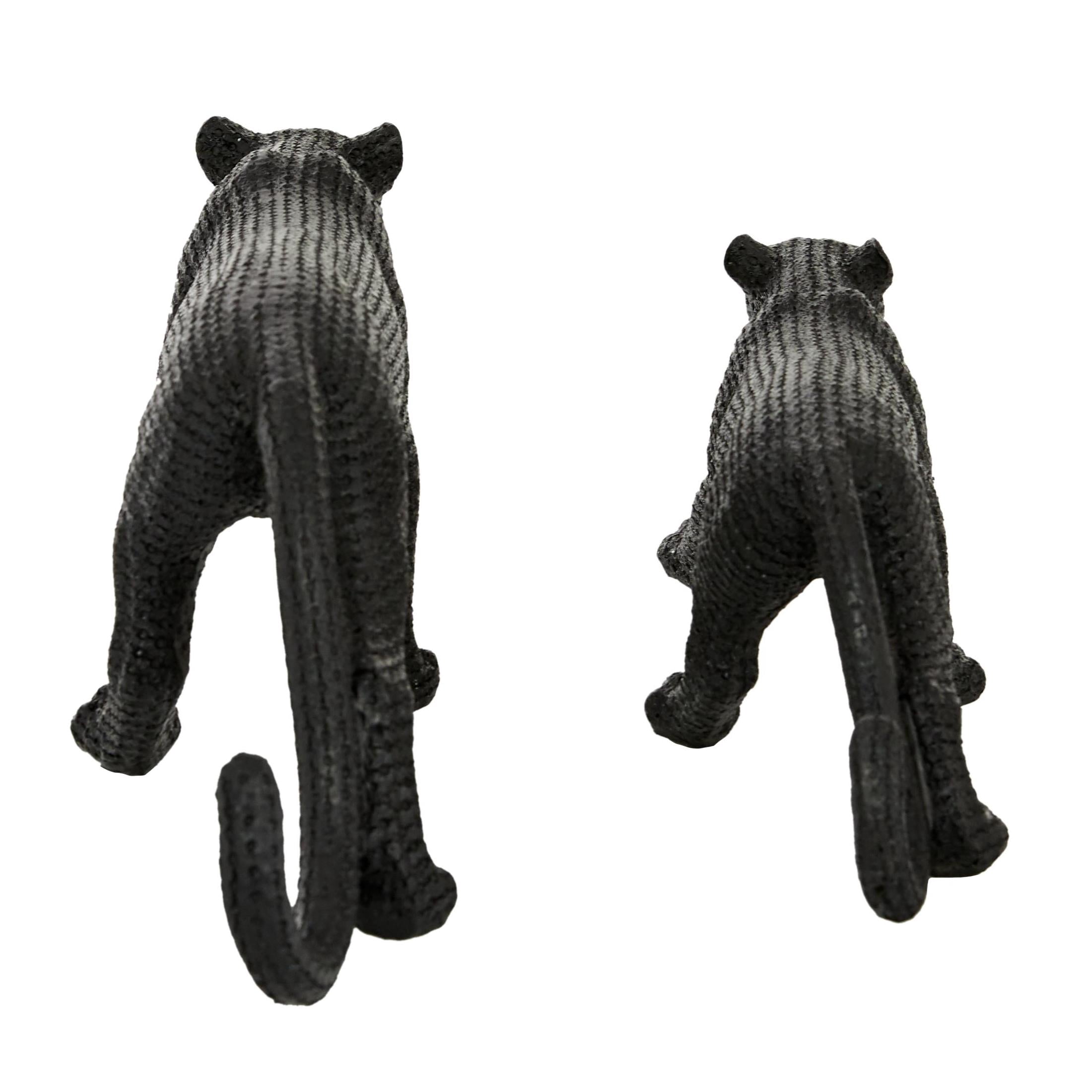 18", 14"W Black Polyresin Leopard Sculpture, by DecMode (2 Count)