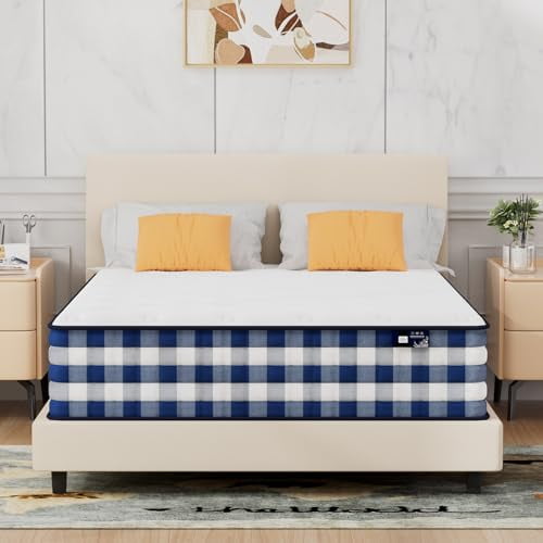 Queen Mattress,10 Inch Mattress Queen Size in a Box,Superior Hybrid Gel Memory Foam, Pressure Relief, Zoned Support Spring, Medium Firm, 60"*80"*10"