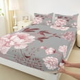 thumbnail image 3 of Manfei Country Flower Floral Full Size Sheets,Rustic Farmhouse Cabin Bed Sheets,Pink Gray Sheet Sets For Girls,Luxury Bedroom Decor,4-Piece, 3 of 7