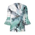 thumbnail image 4 of Blusa de verano para mujer con estampado de pliegues sexy y mangas 3/4 con cuello en V y botones OAVQHLG3B Store  lin121212, 4 of 5