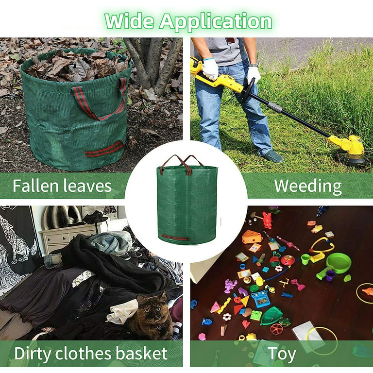 3 Pcs Lawn Bags, Reuseable Garden Waste Bags, 132gal/500L Lawn and Leaf Bag  Holder/ Heavy Duty Lawn Pool Yard Waste Bags/ Waterproof Debris Bag 