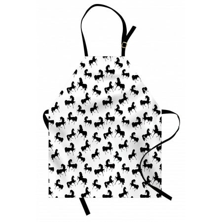 

Horses Apron Farm Animal Silhouettes with Various Poses Galloping Trotting Cantering and Loping Unisex Kitchen Bib with Adjustable Neck for Cooking Gardening Adult Size Black White by Ambesonne