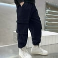 thumbnail image 4 of HAOTAGS Cargo Pants for Boys,Casual Outwear Lightweight Jogger Pants Sport Pants for Kids Navy 12 Years, 4 of 7