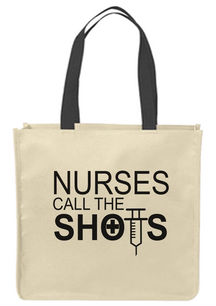 Canvas Tote Bags Nurses Call the Shots Funny Work Word Play Medical