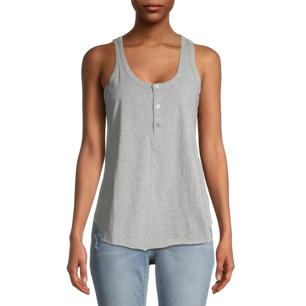Time and Tru Time and Tru Women's Rib Henley Tank Top