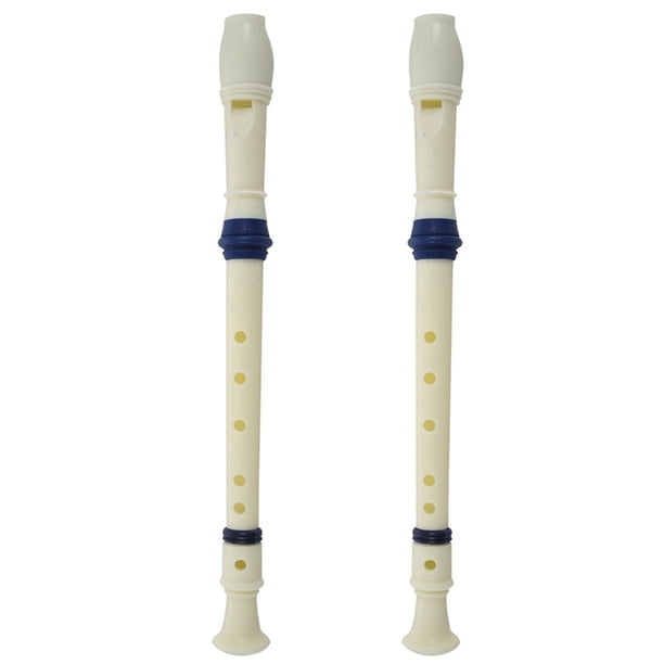 2X Instrumento Musical Grabador de Flauta Soprano de 6 Agujeros Blanco Azul