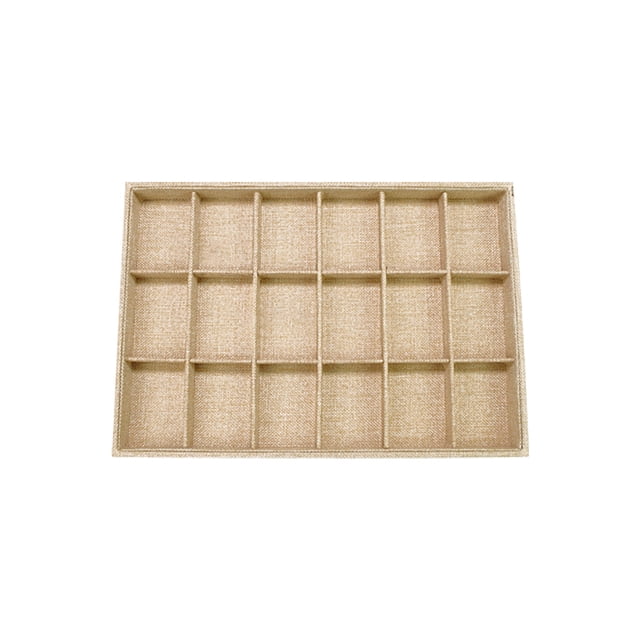 Caja de joyería, bandeja de exhibición, soporte para pendientes, lino, mano de obra fina, organizador, montaje de collar, estante de anillos Almacenamiento y organización del hogar 18 rejillas Toystoory HA075630-04