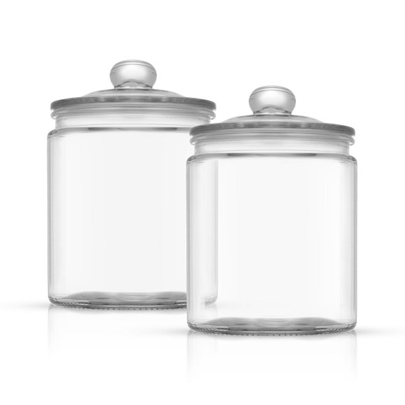 JoyFul Round Glass Cookie Jar with Airtight Lids - 67 oz - Set of 2