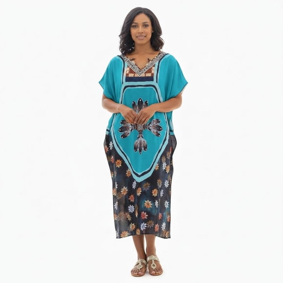 Chemin de Moda Robe Caftan à Imprimé Papillons pour Femme, Robe d'Été Midi Ample