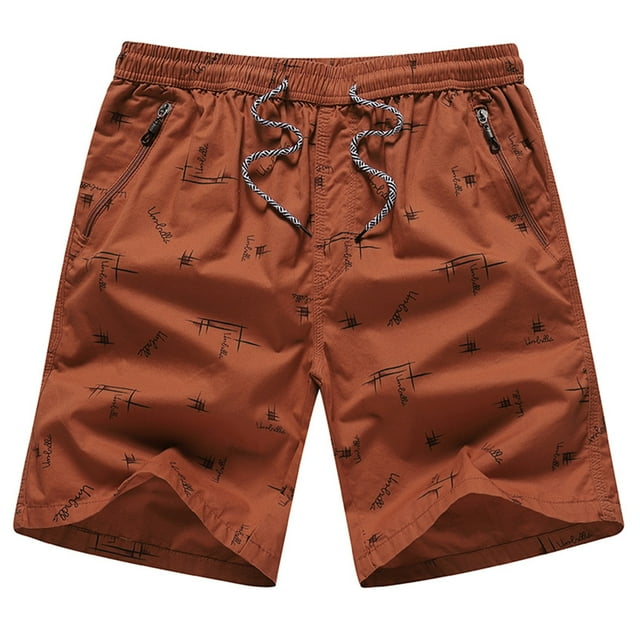 CEHVOM Fashion Men's Pocket Casual Print Elastic Wasit Leisure Time Tooling Short Pants