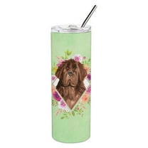 Carolines Treasures CK4381TBL20 Newfoundland Green Flowers Stainless Steel 20 oz Skinny Tumbler 20 oz multicolor