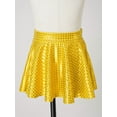 thumbnail image 2 of MSemis Kids Girls Metallic A-Line Mini Flared Pleated Skirt Hip Hop Dance Party Skirt for Girls Gold M, 2 of 7