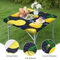 thumbnail image 4 of Yellow Lemon Blueberries DarkBlue Pattern Square Fitted Tablecloth with Elastic Edge,Square Table Cover,Washable Elastic Table Cover for Home Kitchen Party Decor 36"x36", 4 of 6