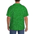 thumbnail image 3 of Lsque Green Sparkling Shiny print Men's Cuban Collar Short Sleeve Shirt Summer Beachwear Casual Button Down Fashionable Vacation Leisure Shirt-4X-Large, 3 of 7