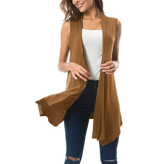 Wnegstg Lightweight Cardigan for Women Summer Fall Sweaters Open Front Sleeveless Dressy Business Casual Shrugs