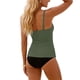 thumbnail image 5 of Conjunto de Bikini de Cintura Alta para Mujeres Traje de Baño Tankini de Correa de Color Sólido con Sujetadores Acolchados Extraíbles, Nylon + Spandex, Alto Corte Delgado, 5 of 6