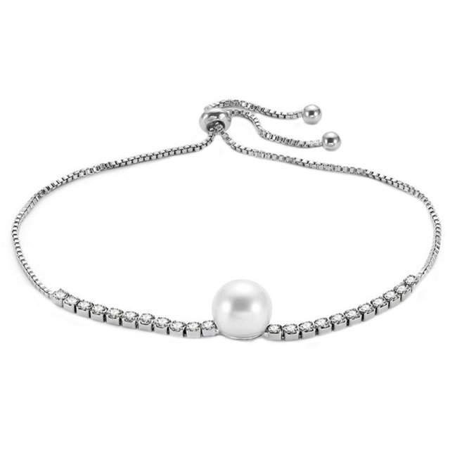 Moda encantadora ajustable mujer simplicidad perla hecha a mano pulsera de circón brazalete joyería regalo
