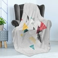 thumbnail image 4 of Abstract Soft Flannel Fleece Blanket, Abstract Geometric Modern Design with Triangle and Typed Detailed Art, Cozy Plush for Indoor and Outdoor Use, 50" x 60", Mustard Pale Grey Teal, by Ambesonne, 4 of 5