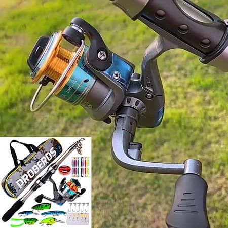 Sijiali Fishing Tackle Kit Casting Rod Multiuse Carbon Fiber Fishing Line Lure Bag Hooks Full Set for Outdoor