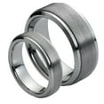 thumbnail image 1 of Matching Mens and Ladies Brush Center Step Edge Tungsten Carbide Wedding Band Ring Set, 1 of 5