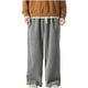 thumbnail image 2 of Pantalones largos para hombre, de ocio, de color liso, con botones, cintura elástica y cordón ajustable, de poliéster., 2 of 7