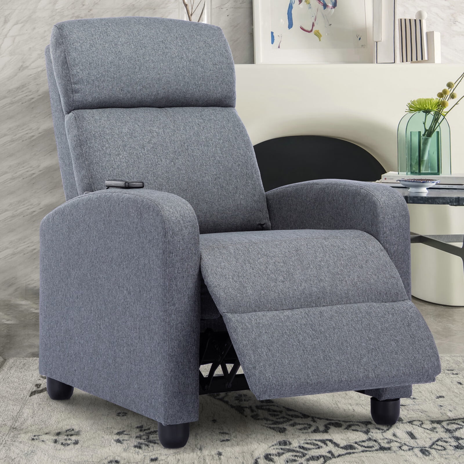 Canmov Recliner Chair Adjustable Home Theater Single Fabric Recliner Sofa Furniture with Thick