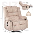 thumbnail image 6 of Hramk Beige Recliner Chair Sofa, Swivel Reclining Chairs for Adults, Nursery Rocking Chair with Massage and Heat, Living Room Single Sofa Recliners with Remote Control and Cup Holder, 6 of 7