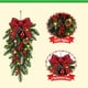 thumbnail image 4 of pstuiky Adorno navideño colgante de 55 cm/22 pulgadas con forma de gota de agua invertida, lazo para árbol de Navidad, bayas rojas nevadas, adorno de pared, corona de ratán., 4 of 7