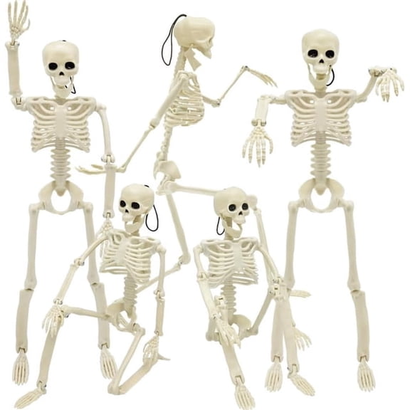 5pcs Halloween Skeleton Decorations, Mini Posable Skeletons Halloween Decor for Halloween Decorations Indoor Outdoor