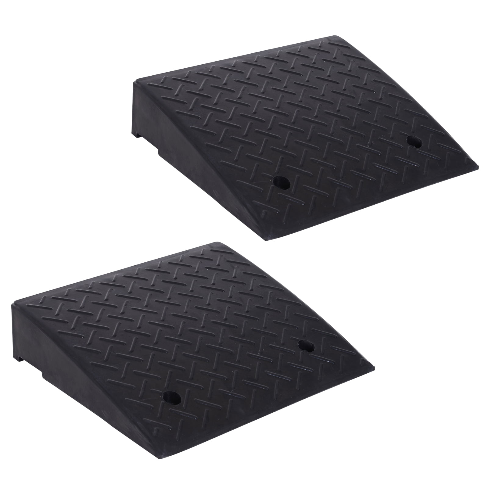 Set of Two Rubber Car Curb Ramps,19.29 L x 14.57 W x 6.10 H Heavy Duty Rubber Threshold Ramp for Car Vehicle Motorbike Wheelchair 