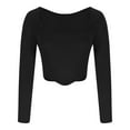 thumbnail image 5 of FAIWAD Women's Long Sleeve Top Round Neck Solid Color Slim Stretch Lightweight Cop Tops, 5 of 6