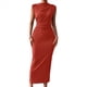 thumbnail image 1 of Vestido Ajustado Fruncido para Mujer Naranja Rojo S, 1 of 7