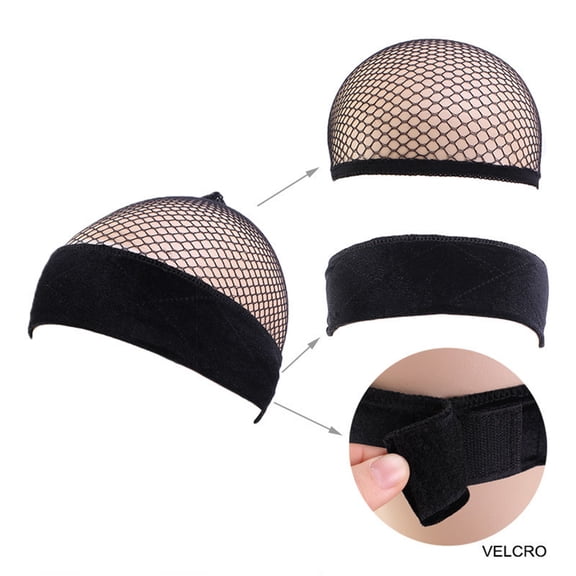 Yardwe 2Pcs Black Adjustable Wig Mesh Cover Soft Breathable Headband Comfortable for Daily Use
