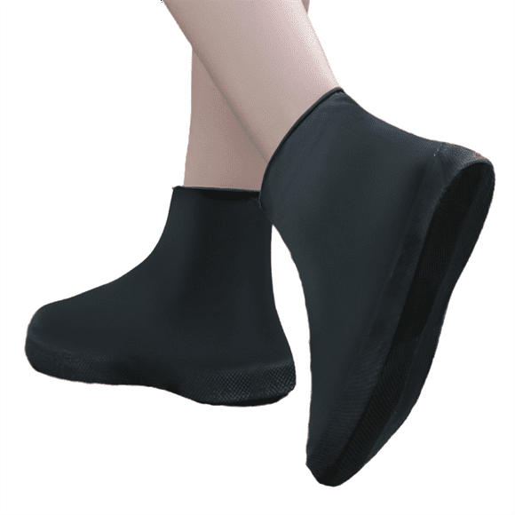 Anti-Slip Latex Shoe Covers Reusable Non-Slip Waterproof Wear- Rainy Day Outdoor Boots Protective Covers Black