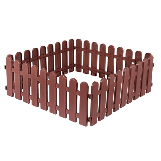 Jardín Ribete Borde 19.7x7.9 Pulgadas Plástico Césped Cerca Decorativa Cerca para Patio Paisaje Sendero Exterior Interior, Marrón Paquete de 5 Unique Bargains cercas decorativas al aire libre